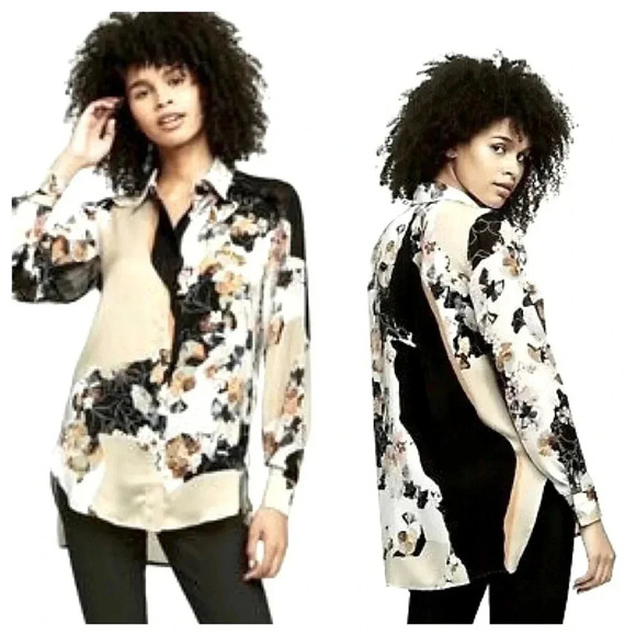 3.1 PHILLIP LIM | Floral Print Collared Button Front Sheer/Silk Blouse - Picture 1 of 7